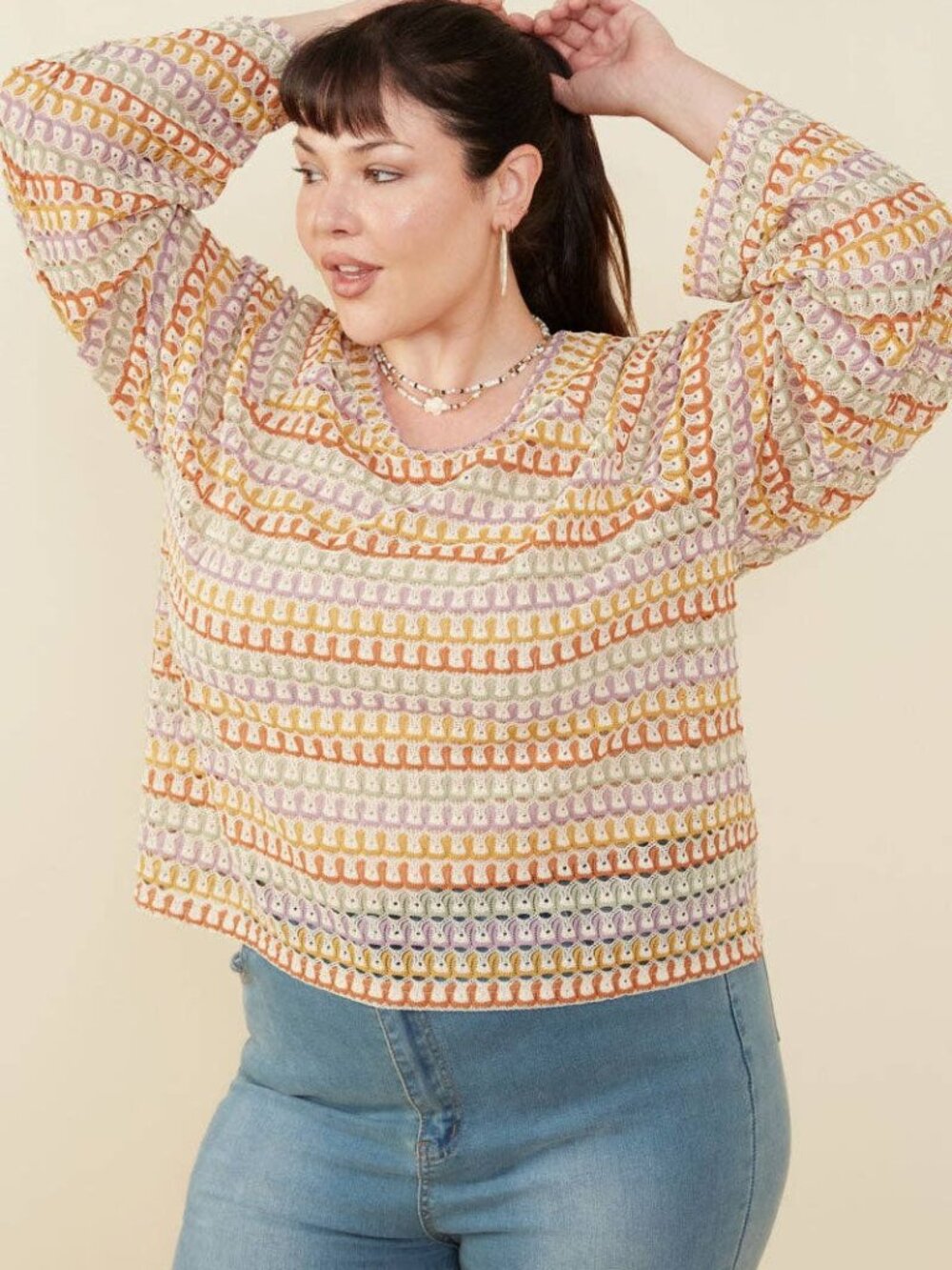 Multicolor Loose Knit Relaxed Top